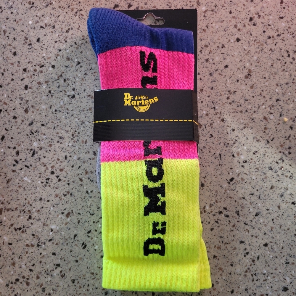 Dr Martens Adult Size S/M 3-8 Vertical Logo Pop Color Block Cotton Blend Socks - Picture 1 of 5